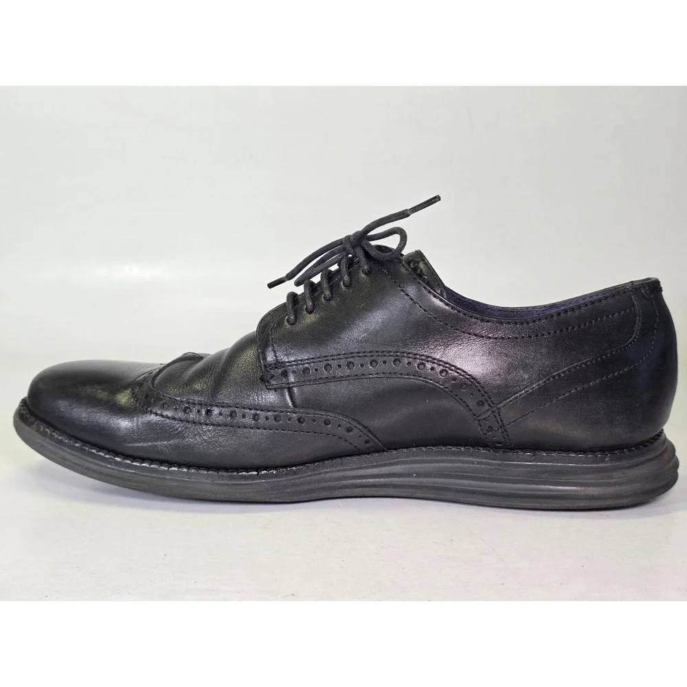 Cole Haan Original Grand Mens Size 10.5 Black Leather Wingtip Oxford Dress Shoes